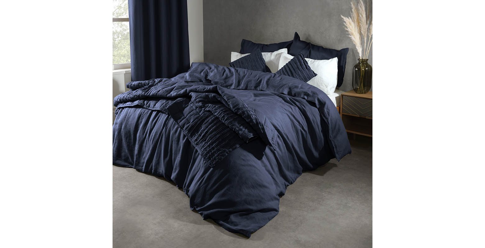 Lazy Linen Throw Navy One Size