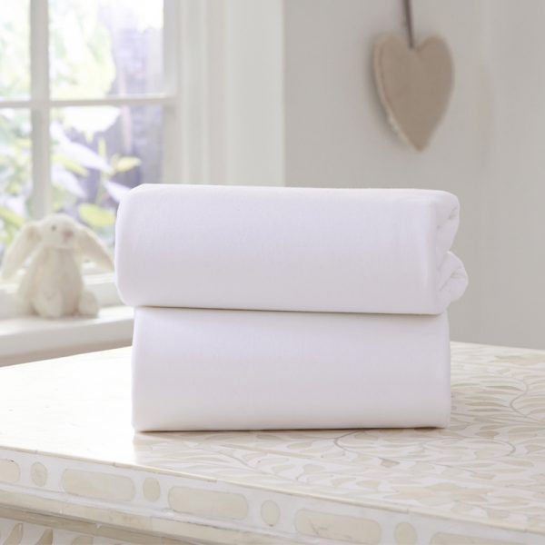 Clair De Lune Fitted Sheet Twin Pack White Cotbed