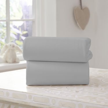 Clair De Lune Fitted Sheet Twin Pack Grey Cot