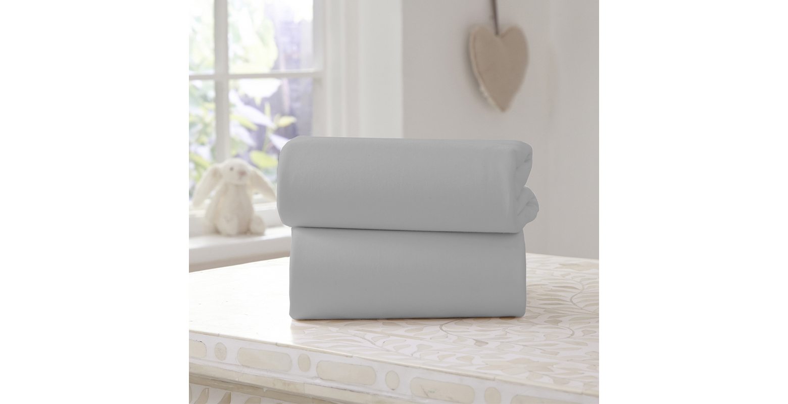 Clair De Lune Fitted Sheet Twin Pack Grey Cot