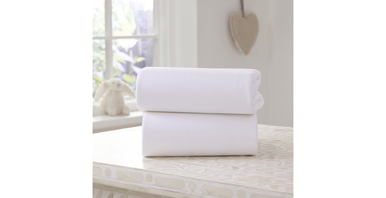 Clair De Lune Fitted Sheet Twin Pack White Pram