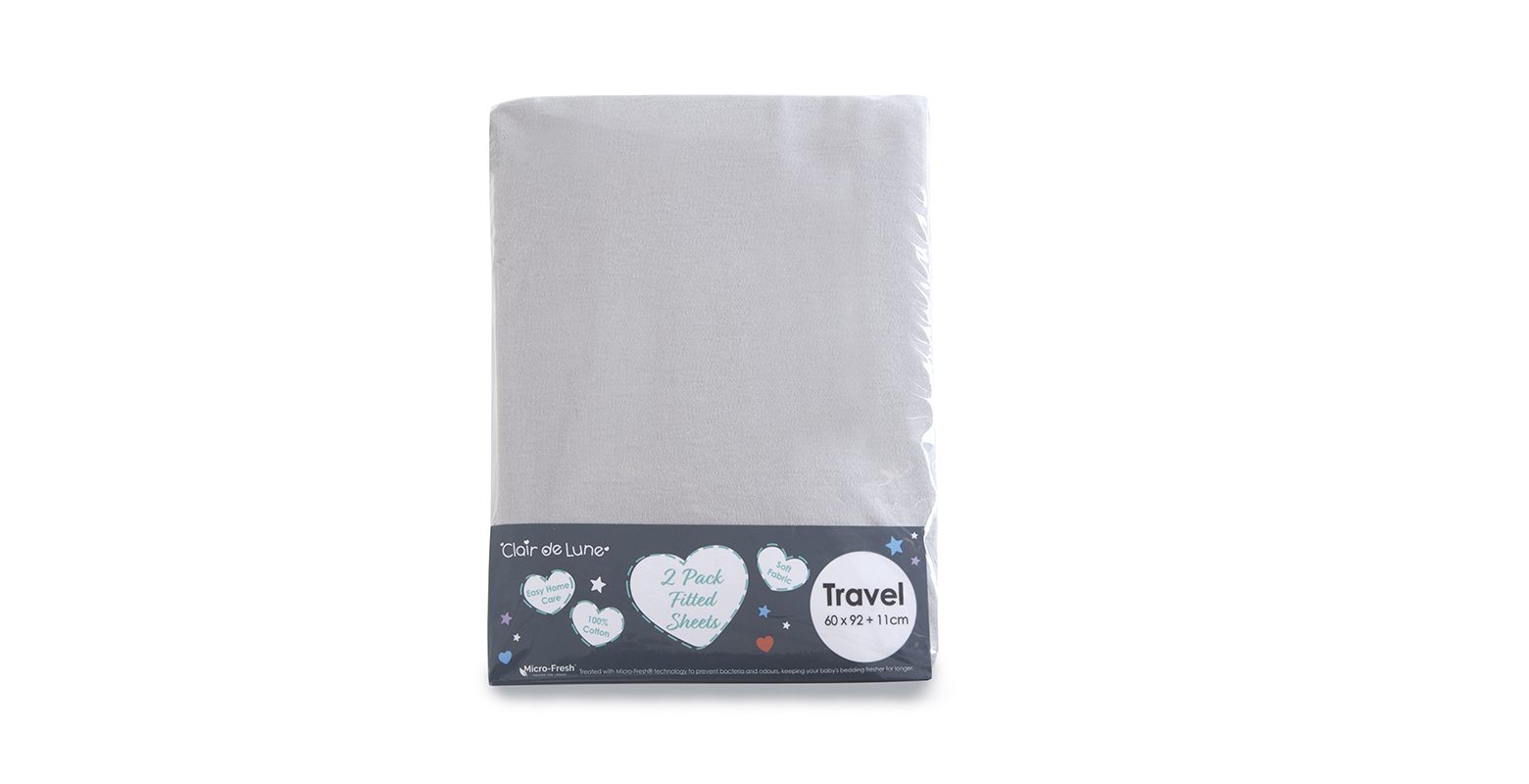 Clair De Lune Fitted Sheet Twin Pack Grey Travel