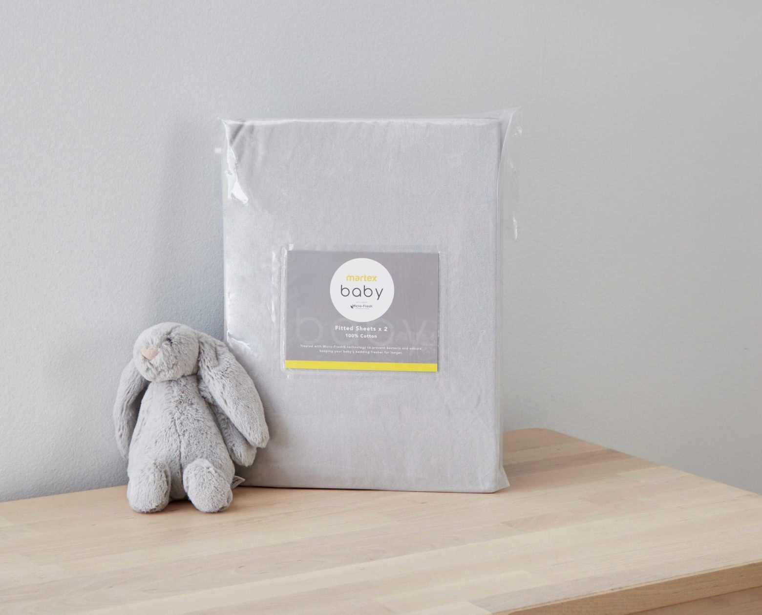 Fitted Sheet Twin Pack Grey Moses