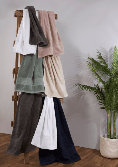 Lazy Linen towels in assorted colours