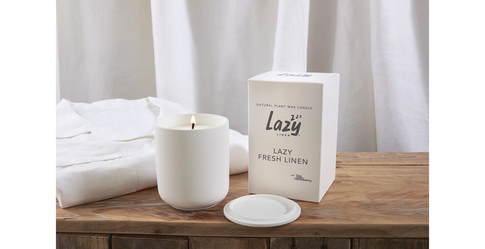 Lazy Linen Fresh Linen Ceramic Natural Wax Candle Pot With Lid