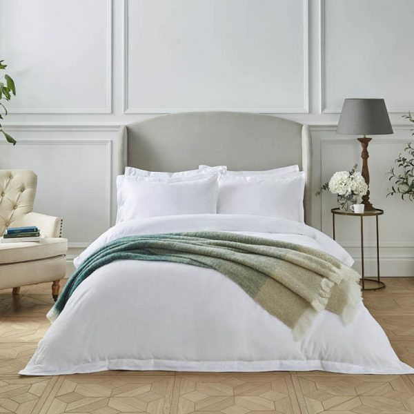 Mohair lush sage green blanket on bed