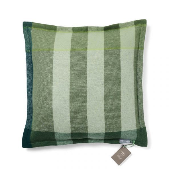 Liddell cashmere & wool blend green stripe cushion