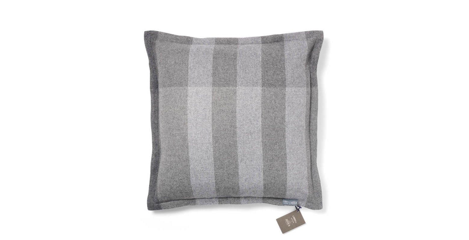 Liddell cashmere & wool blend grey stripe cushion