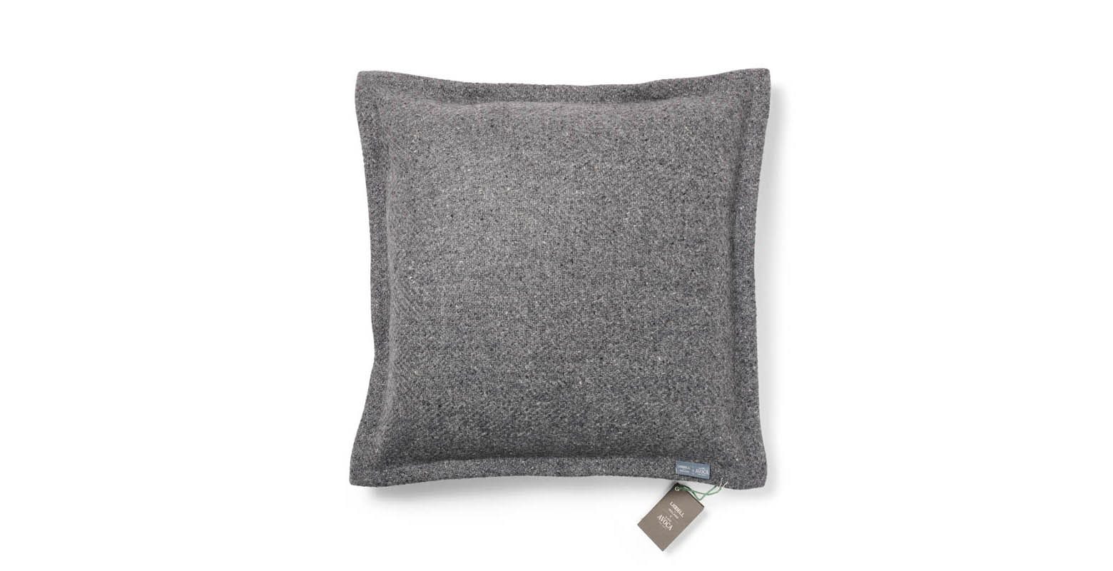 Liddell mohair and wool magery slate grey tweet cushion